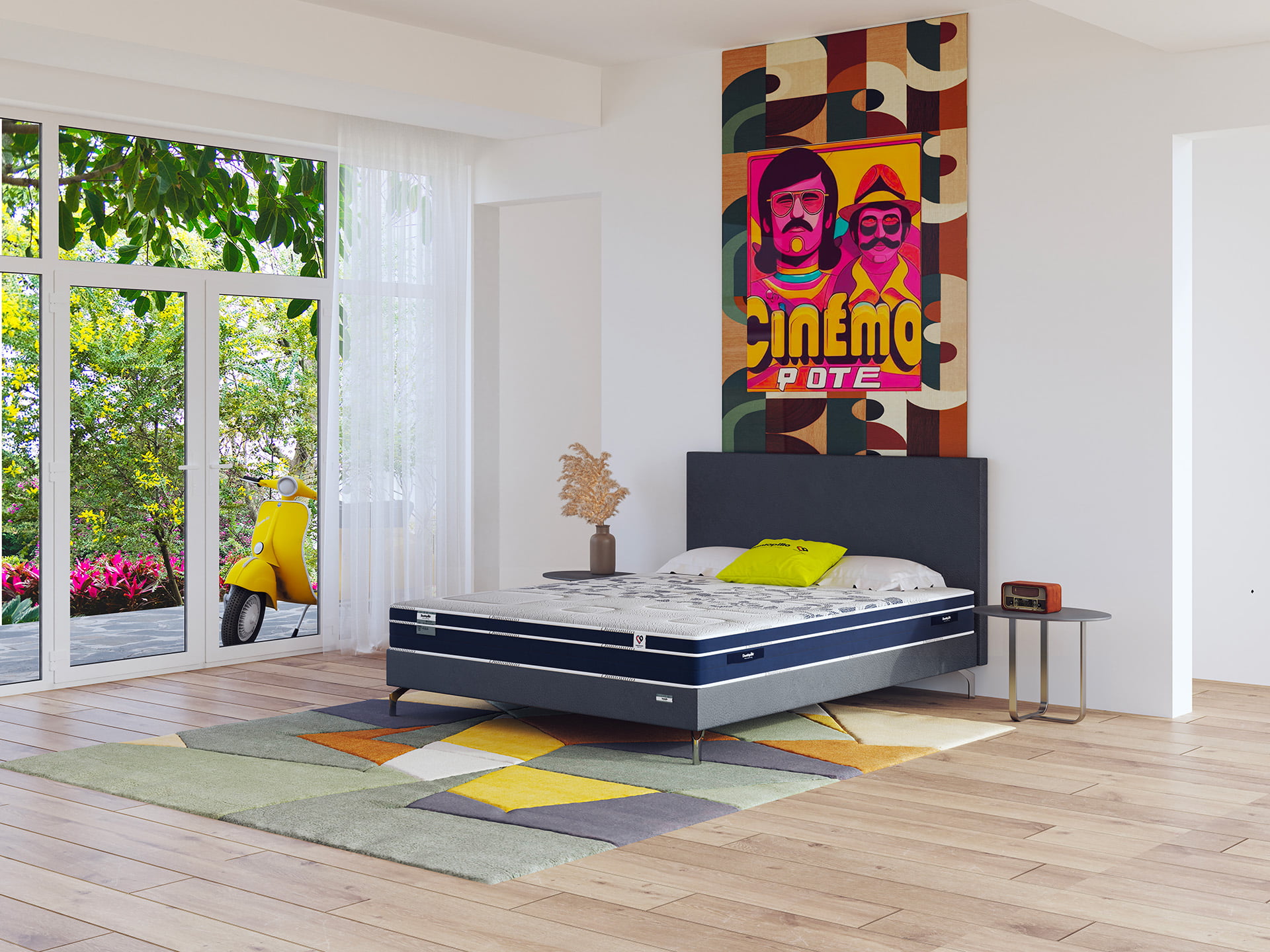 Visuel du Matelas Dunlopillo Andromede avec tête de lit Essentielle